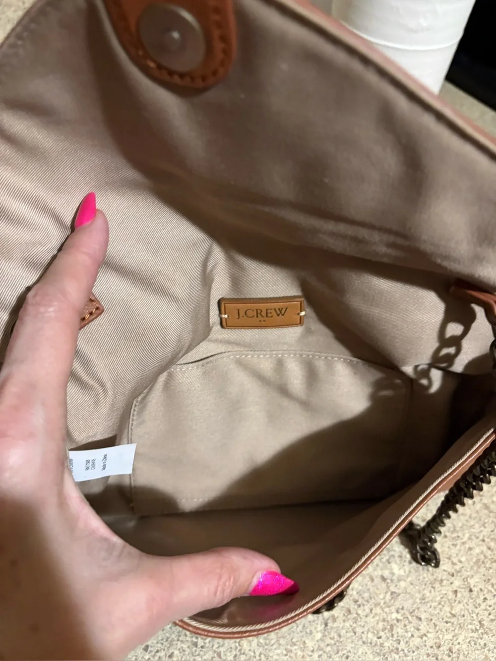 J. Crew Envelope Chain Strap Crossbody Bag in Brown (10.25” x 6.75” Size)